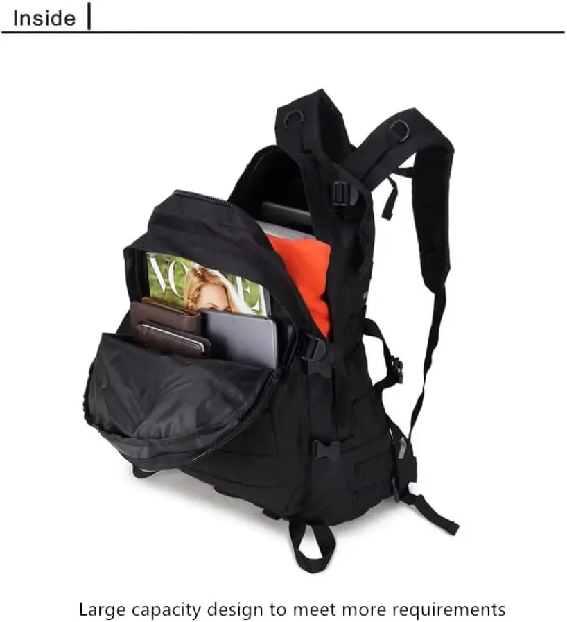 30L Tactical Backpack, Military MOLLE Rucksack, Waterproof Assault Pack for Hunting, Camping, Survival & Outdoor Travel (Black)