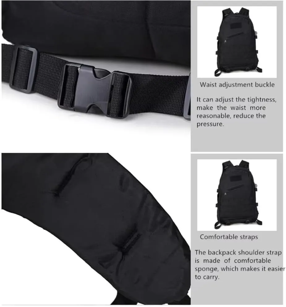 30L Tactical Backpack, Military MOLLE Rucksack, Waterproof Assault Pack for Hunting, Camping, Survival & Outdoor Travel (Black)