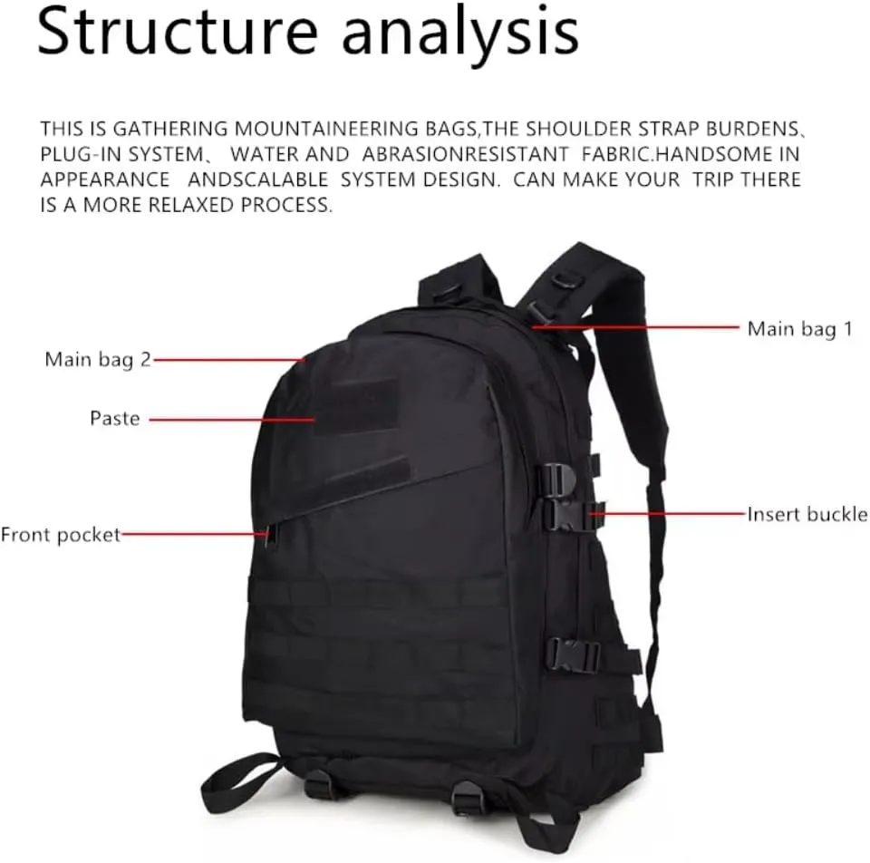 30L Tactical Backpack, Military MOLLE Rucksack, Waterproof Assault Pack for Hunting, Camping, Survival & Outdoor Travel (Black)