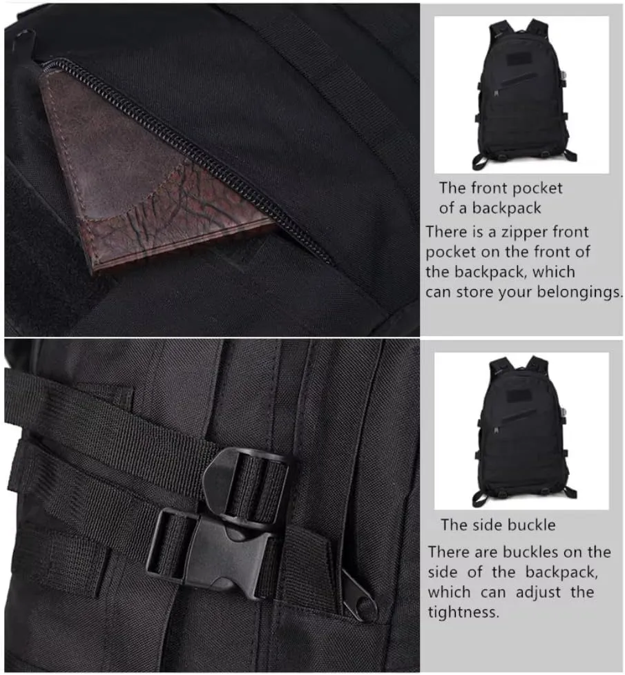 30L Tactical Backpack, Military MOLLE Rucksack, Waterproof Assault Pack for Hunting, Camping, Survival & Outdoor Travel (Black)