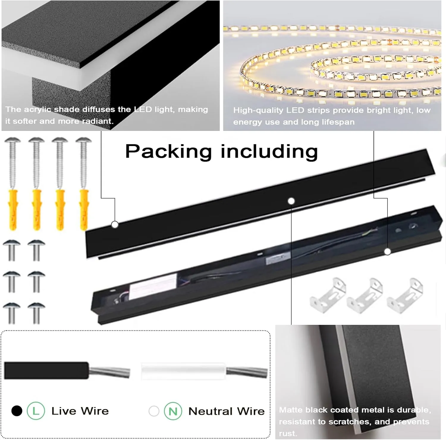 31.5inch Long Outdoor Wall Lights, Black Outdoor Sconce Lights, Waterproof Wall Mounted Light, 3000k Modern Outdoor Lights for House, Garage, Exterior 24W