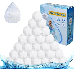 3.1lbs Pool Filter Balls for Sand Filter, Reusable Pool Filter Balls, Eco-Friendly Fibre Media Balls for Above Ground Sand Pool Pump, with Wash Bag (White)