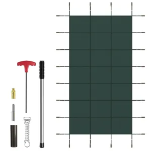 34 x 18 Feet Safety Pool Cover Fits 32 x16 Feet Inground Swimming Pools-Green