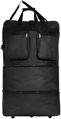 36"" Expandable Duffle Bag (Lightweight) Rolling Wheeled Spinner Suitcase Luggage for Travel and Storage, Black