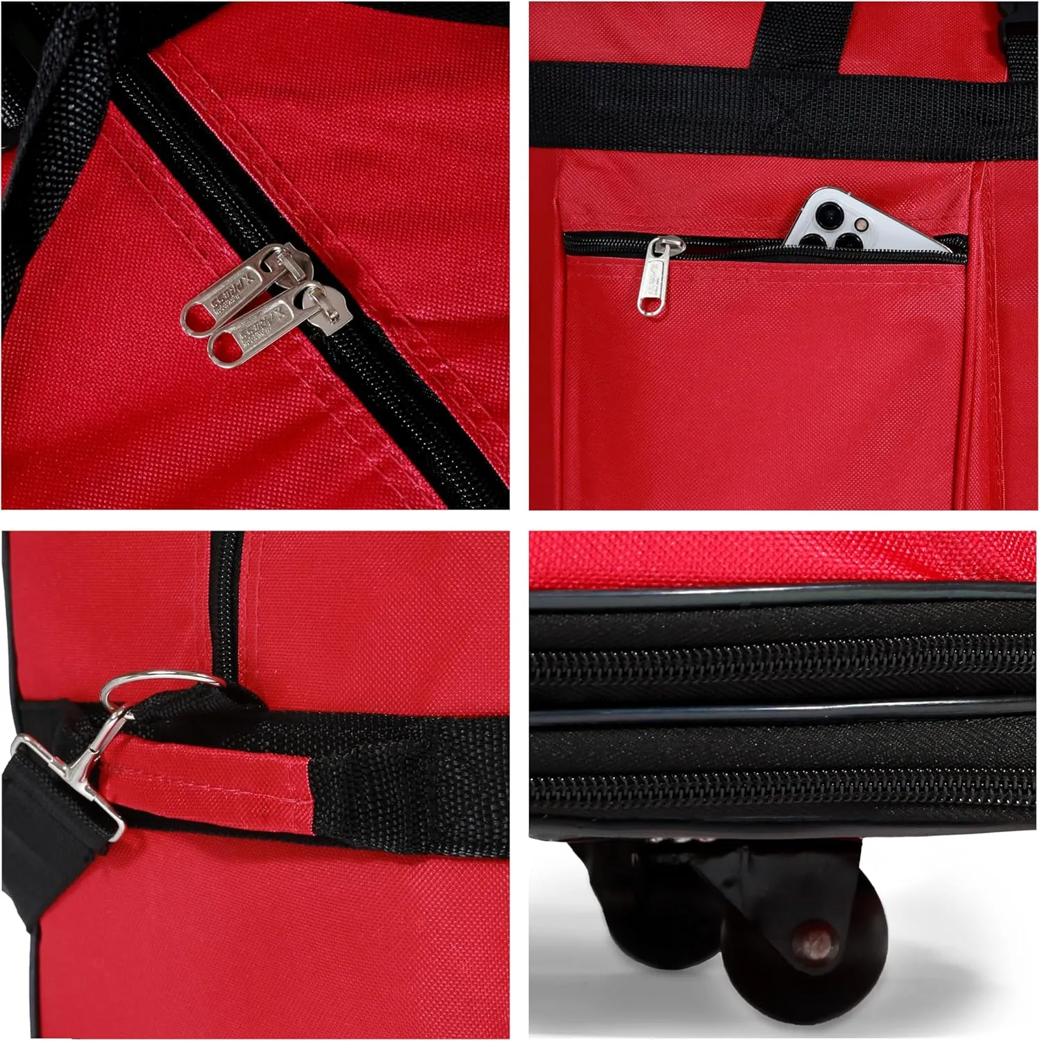 36"" Expandable Duffle Bag (Lightweight) Rolling Wheeled Spinner Suitcase Luggage for Travel and Storage, Red, Wheelbag36