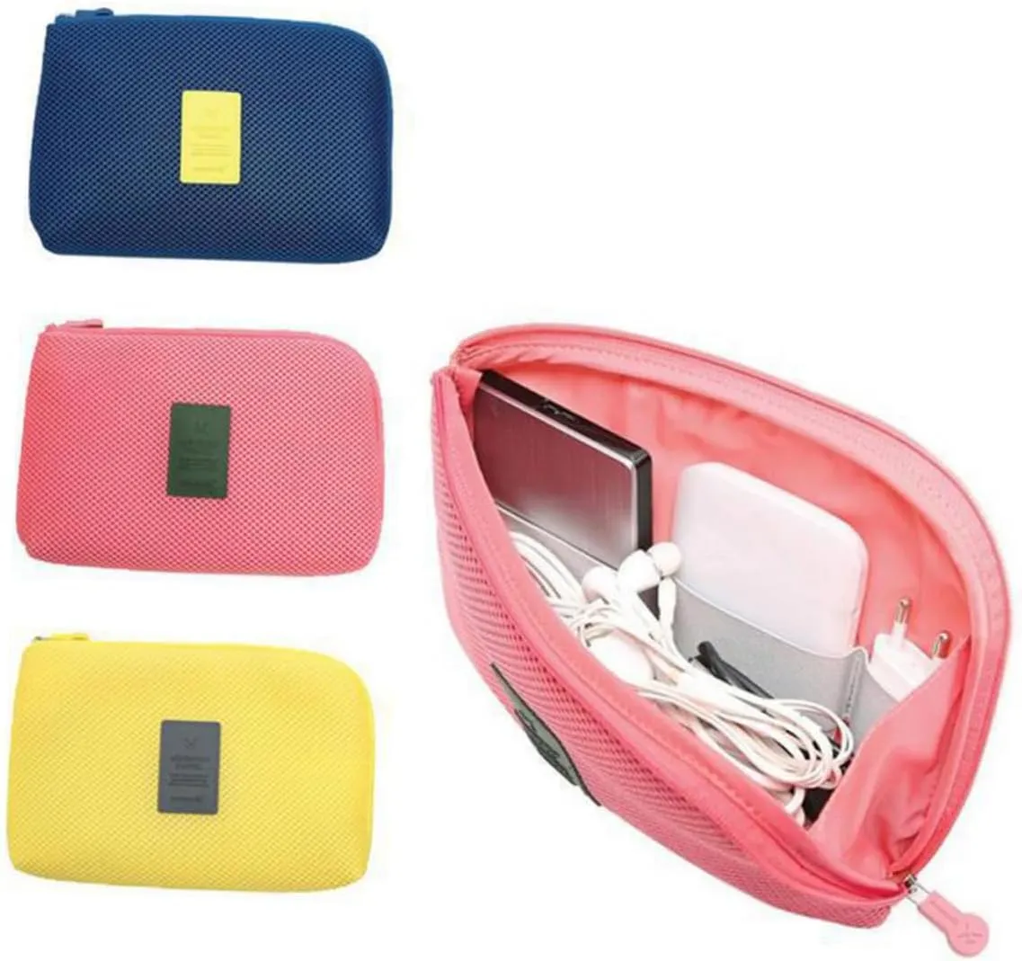 3pcs Portable Waterproof Double Pouch Cord Organizer for Travel Digital Data Cosmetic Storage Case