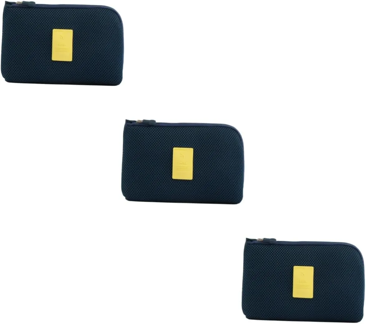 3pcs Portable Waterproof Double Pouch Cord Organizer for Travel Digital Data Cosmetic Storage Case