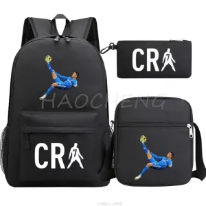 3Pcs Sets School Bags for Boys Football CR7 School Backpack  Travel Bags Laptop Zipper Rucksack New Mochila For Students Bags