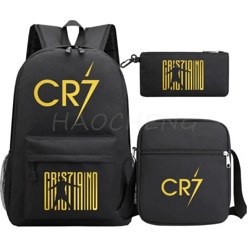 3Pcs Sets School Bags for Boys Football CR7 School Backpack  Travel Bags Laptop Zipper Rucksack New Mochila For Students Bags