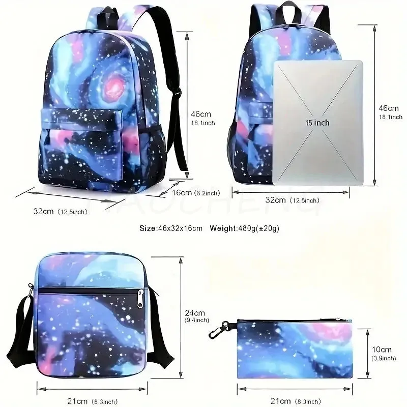 3Pcs Sets School Bags for Boys Football CR7 School Backpack  Travel Bags Laptop Zipper Rucksack New Mochila For Students Bags