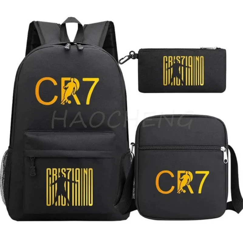 3Pcs Sets School Bags for Boys Football CR7 School Backpack  Travel Bags Laptop Zipper Rucksack New Mochila For Students Bags