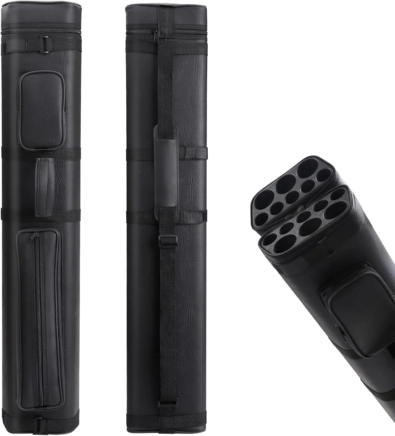 3x5 Leatherette Pool Cue Case - Holds 3 Butts and 5 Shafts
