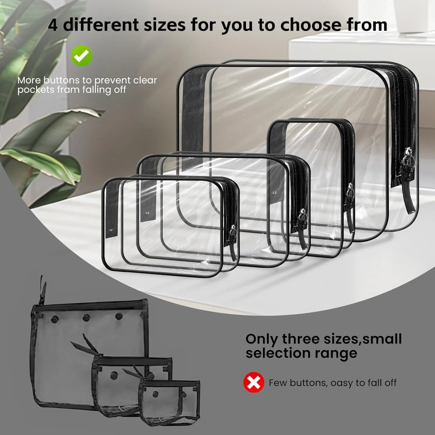 4 Packs Clear Bogg Bag Accessories with 4 Pcs Insert Hooks, Suitable for Bogg Bag & Simple Southern Tote Travel Cellphone Makeup Clean Toiletry Brush Organizer Cosmetic Divider Storage Inner Pouch