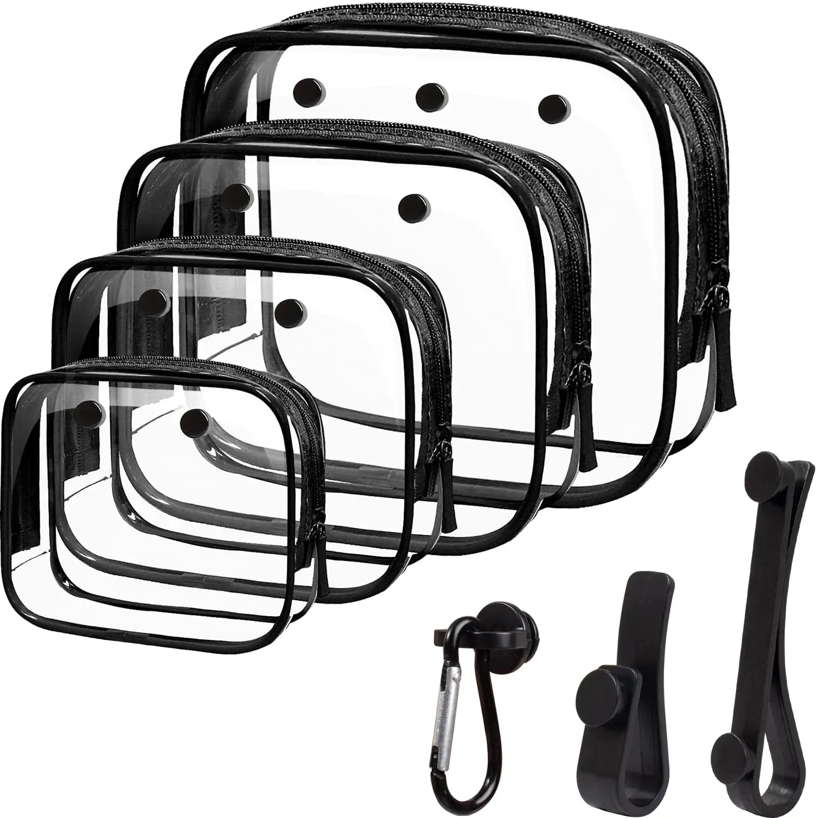 4 Packs Clear Bogg Bog Accessories Beach Tote Bag Suitable for Bogg Bag Insert Bag Cellphone Phone Holder Clear Makeup Bags Toiletry Bag Key Holder for Bogg Bag Accessories for Bogg Bags (Black)