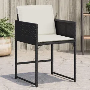 4-Piece Black PE Rattan Patio Chairs with Cream Cushions Outdoor Furniture Set, Foldable Backrest Lounge Chairs for Poolside Backyard Deck Garden and Porch