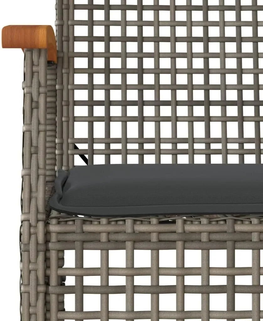 4-Piece Gray Patio Chairs with Cushions, PE Rattan and Acacia Wood Outdoor Furniture Set, Weather-Resistant Lounge Chairs for Poolside Backyard Garden