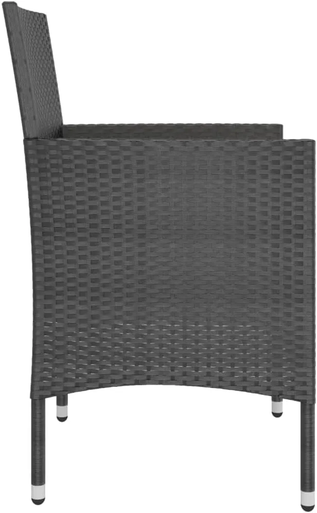 4 Piece Patio Chair and Stool Set Black PE Rattan Outdoor Furniture with Cream Cushions for Garden, Poolside, and Backyard Relaxation