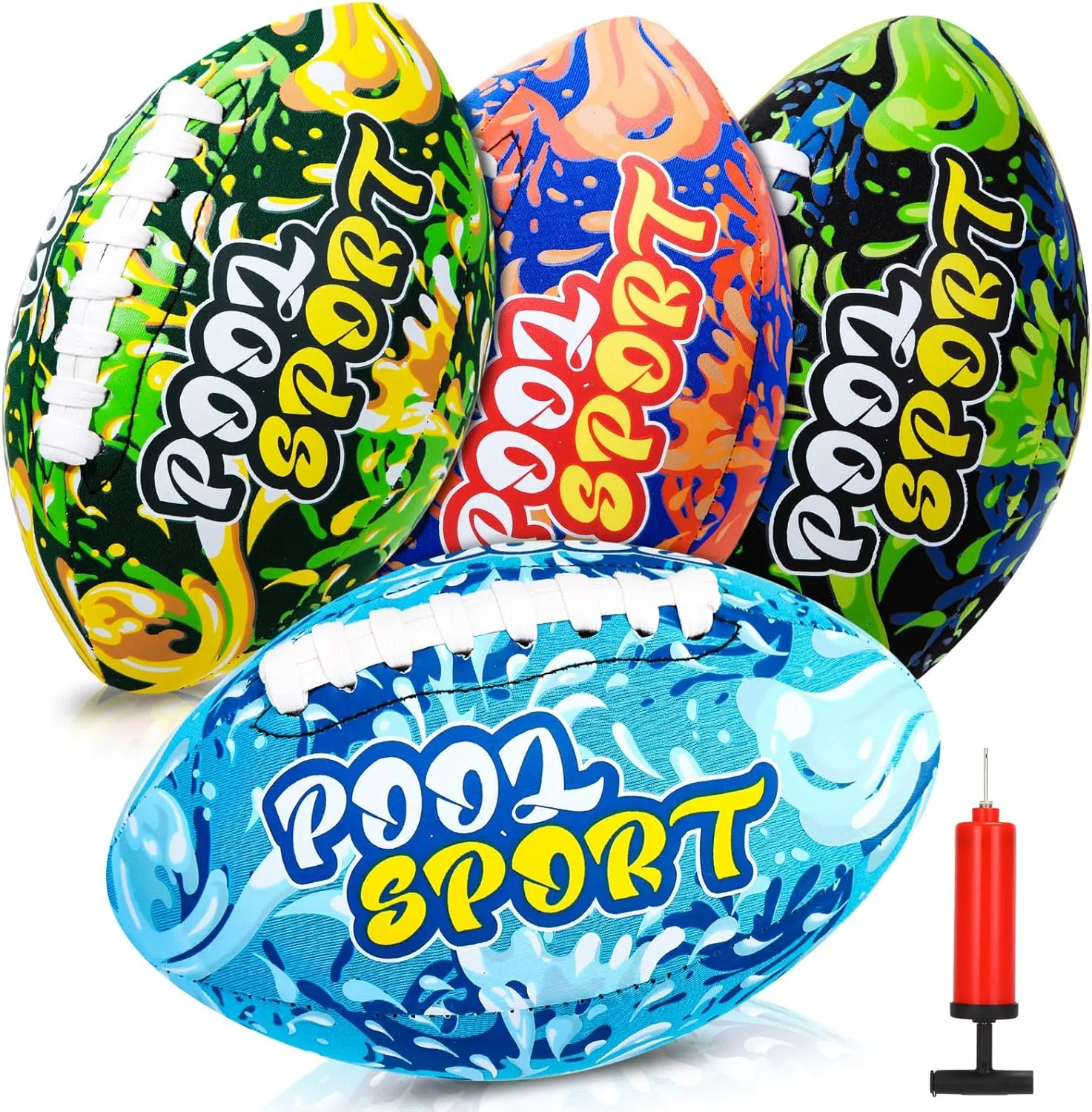 4 Pieces Swimming Pool Waterproof Football 9 Inch Water Football Summer Pool Toys Beach Football Outside Water Toys for Kids Teens Adults Swimming Pool