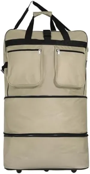 40" Duffle Bag Expandable Rolling Lightweight Wheeled Spinner Suitcase Luggage for Travel and Storage (Khaki)