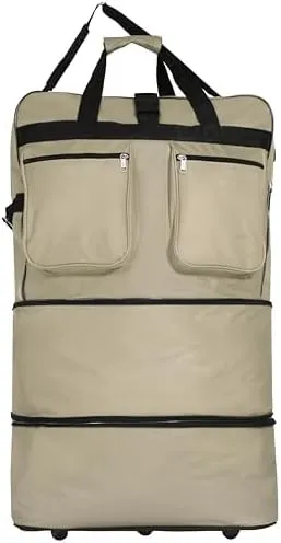 40" Duffle Bag Expandable Rolling Lightweight Wheeled Spinner Suitcase Luggage for Travel and Storage (Khaki)