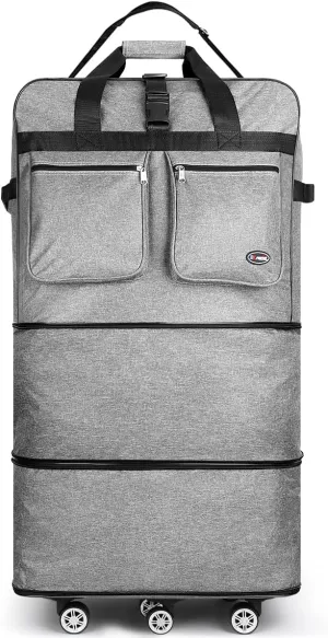40''Rolling Duffle Bag with Wheels-Expandable Duffle Bag for Travel-Waterproof Suitcase-Weekend Bags#Grey