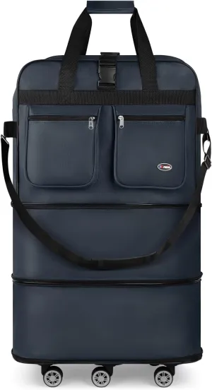 40''Rolling Duffle Bag with Wheels-Expandable Duffle Bag for Travel-Waterproof Suitcase-Weekend Bags#Navy