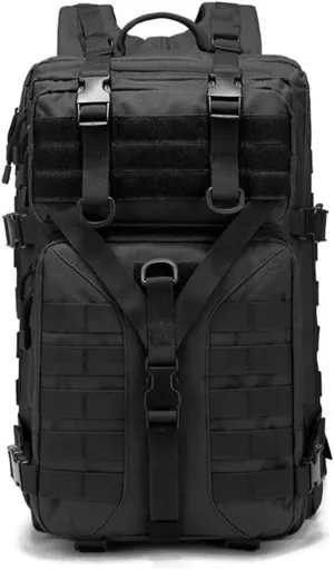 45L Military Tactical Backpack Large Men Army 3 Day Assault Rucksack Molle Bag Daypack (Black)
