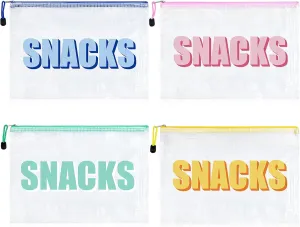 4PCS Snack Bag for Travel Clear Zipper SnackPouch Waterproof Makeup Cosmetic Bags for Women Girls Clear Pouch for Essentials