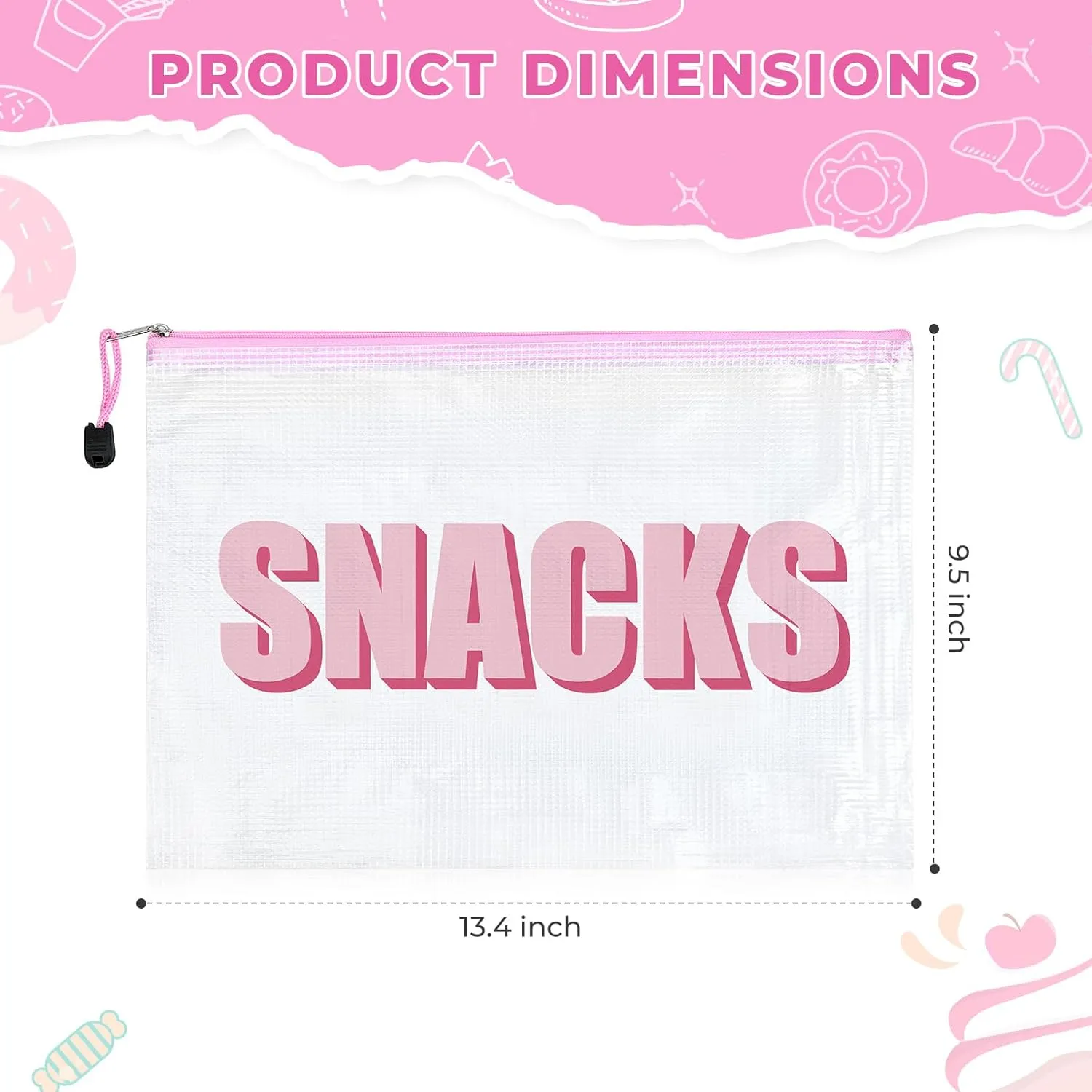 4PCS Snack Bag for Travel Clear Zipper SnackPouch Waterproof Makeup Cosmetic Bags for Women Girls Clear Pouch for Essentials