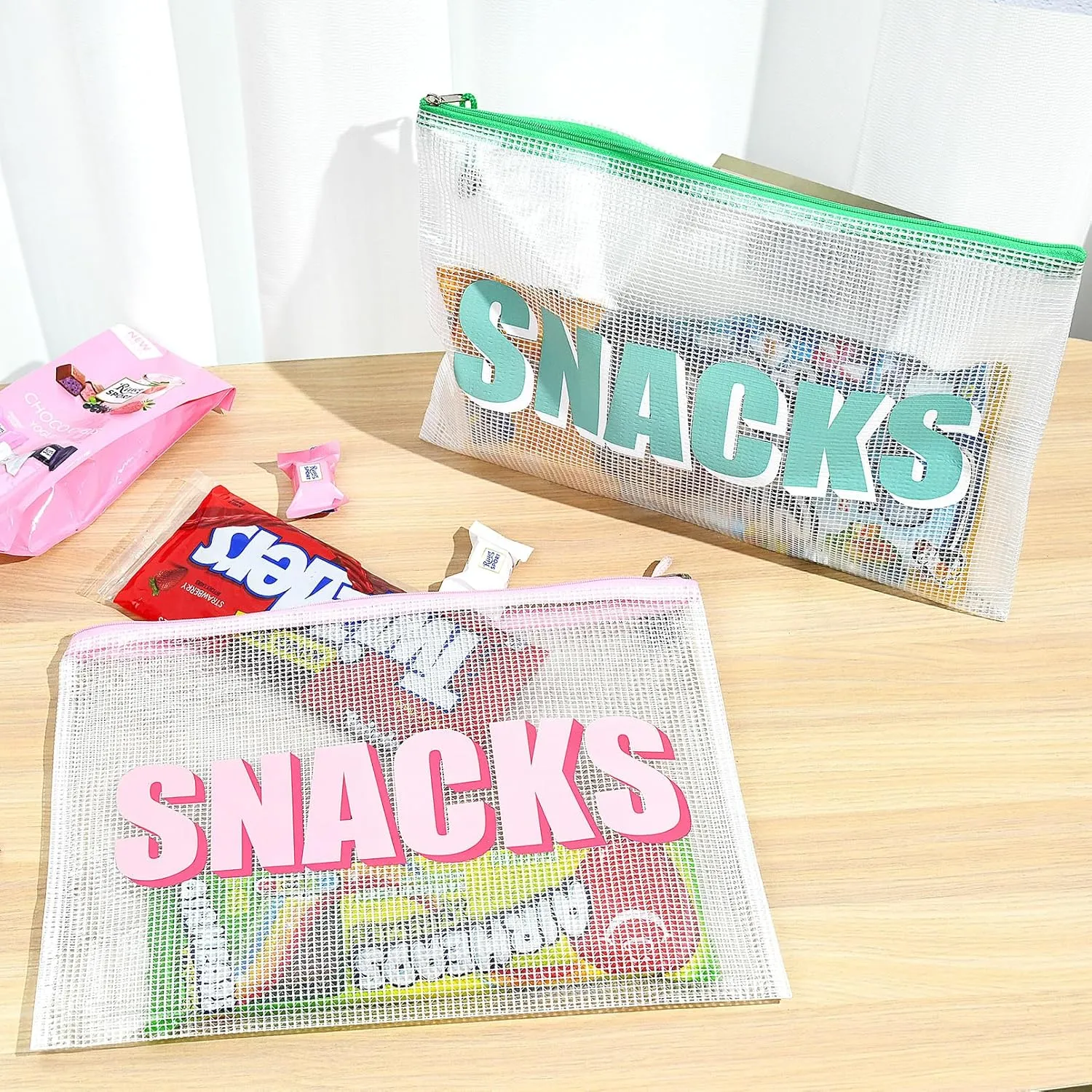 4PCS Snack Bag for Travel Clear Zipper SnackPouch Waterproof Makeup Cosmetic Bags for Women Girls Clear Pouch for Essentials