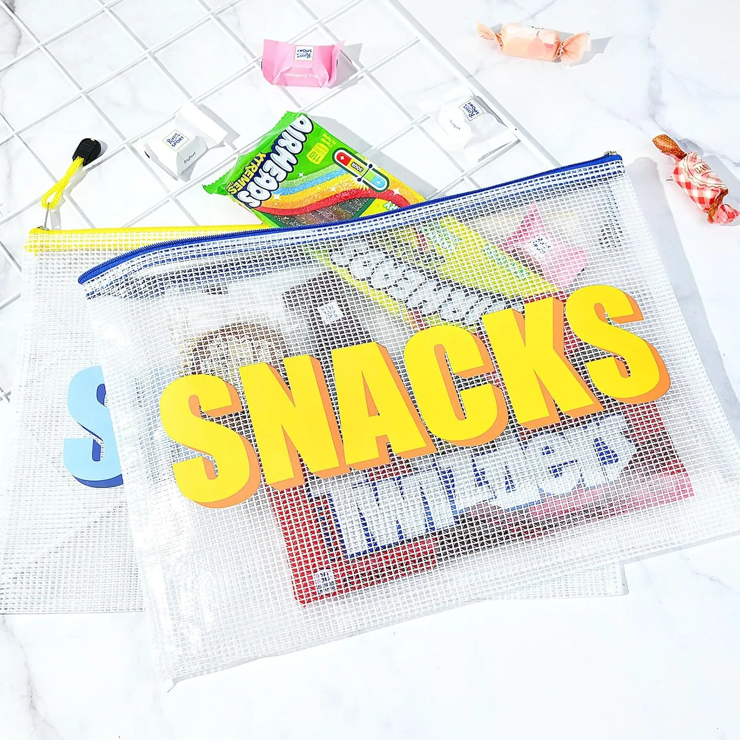 4PCS Snack Bag for Travel Clear Zipper SnackPouch Waterproof Makeup Cosmetic Bags for Women Girls Clear Pouch for Essentials
