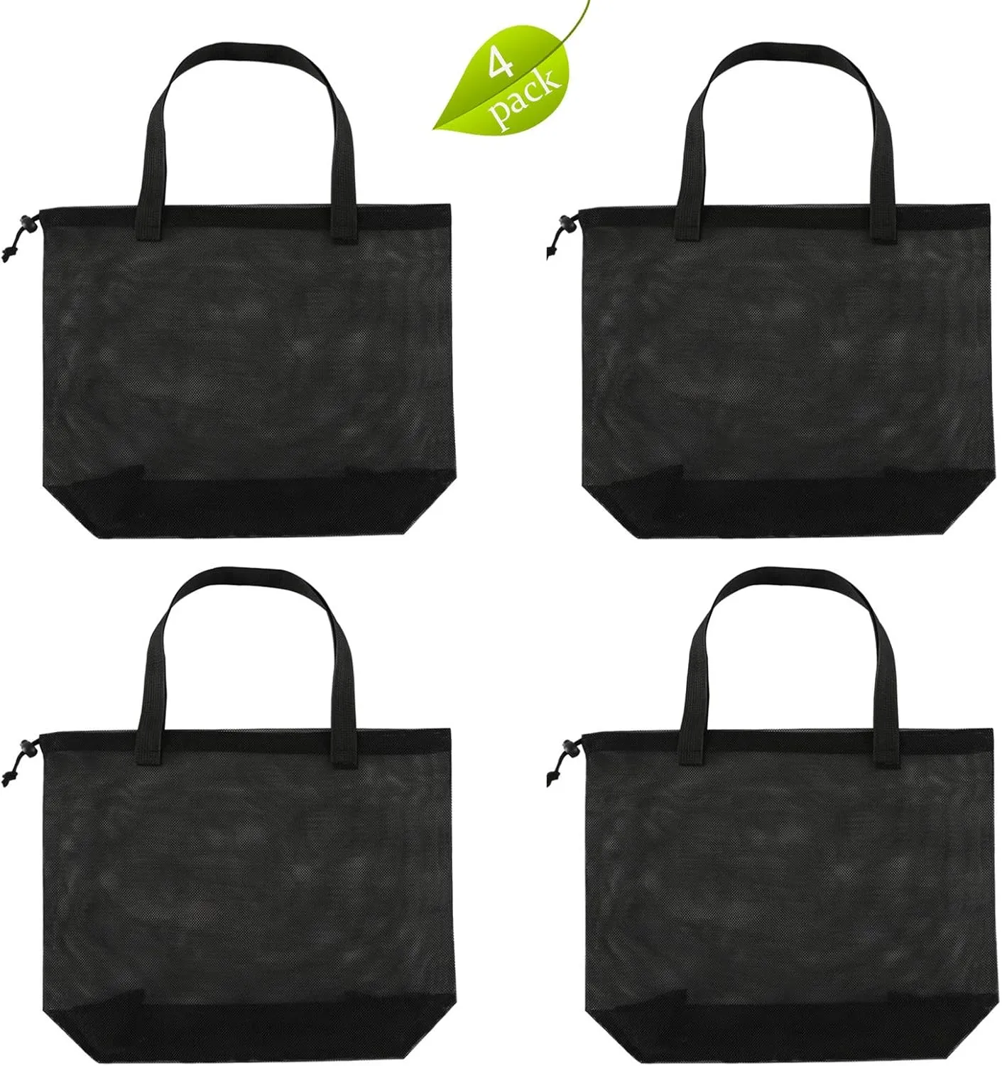 4Pieces Cute Mesh Pool Tote Bags,Mesh Beach Bags With Drawsting For Swim,Travel,Party