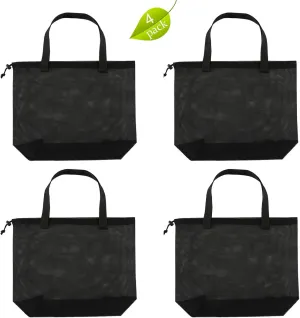 4Pieces Cute Mesh Pool Tote Bags,Mesh Beach Bags With Drawsting For Swim,Travel,Party