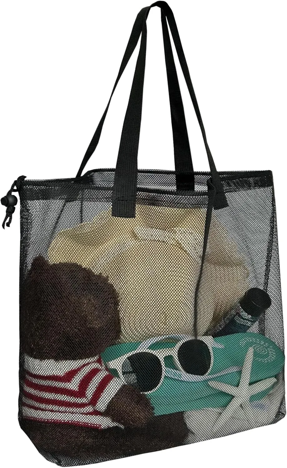 4Pieces Cute Mesh Pool Tote Bags,Mesh Beach Bags With Drawsting For Swim,Travel,Party