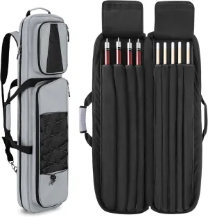 4x5 Pool Cue Case, Billiard Stick Carrying Case Holds 4 Butts and 5 Shafts, Soft Pool Stick Bag with Large Front Accessories Pockets and Shoulder Strap for Easy Carry