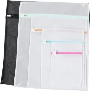 5 Pcs Polyester Mesh Laundry Bags with Crystal Zipper Delicate Garment Protectors for Washing Machine Laundry Pouches Type