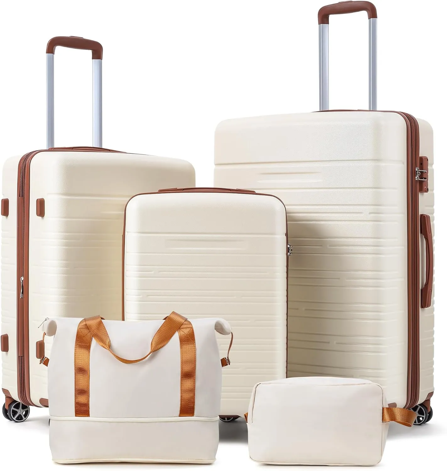 5 Piece Luggage Sets with Spinner Wheels, Womens Luggage Sets Carry on Bag Set, Hardside Carry On Suitcase Sets with Tsa Locks Duffel Bag