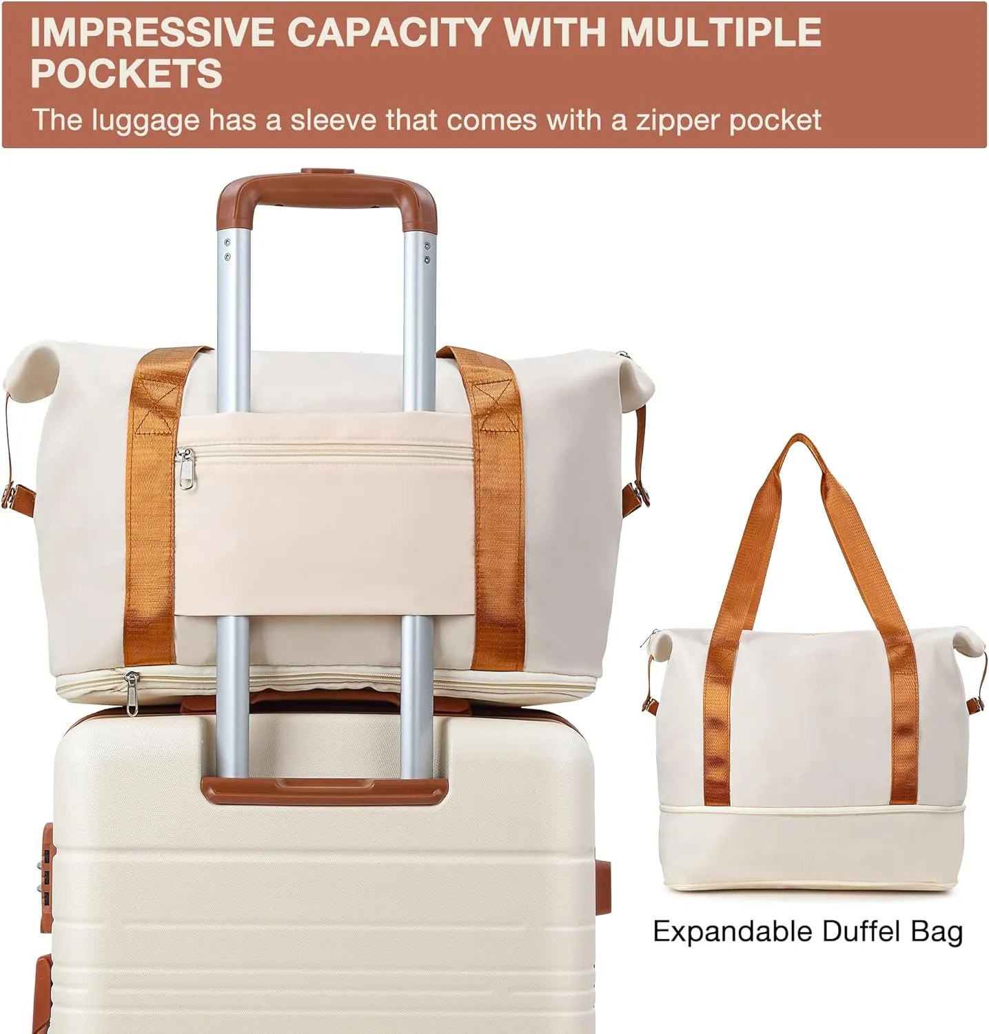 5 Piece Luggage Sets with Spinner Wheels, Womens Luggage Sets Carry on Bag Set, Hardside Carry On Suitcase Sets with Tsa Locks Duffel Bag