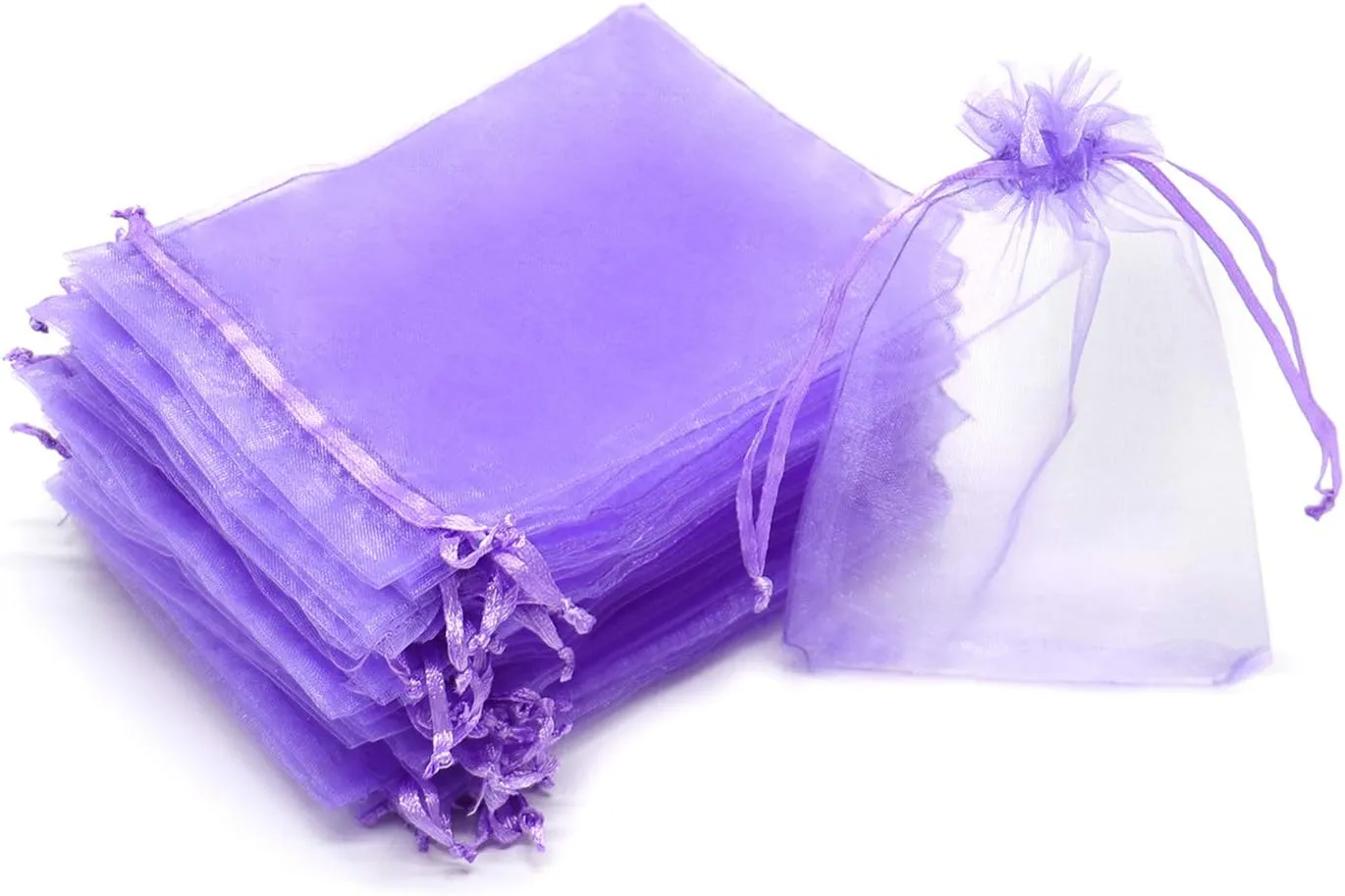 50pcs Organza Bags 8x12 inches Light Purple, Drawstring Jewelry Pouches Wedding Favors Gift Bag Christmas Candy Mesh Bags