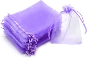 50pcs Organza Bags 8x12 inches Light Purple, Drawstring Jewelry Pouches Wedding Favors Gift Bag Christmas Candy Mesh Bags