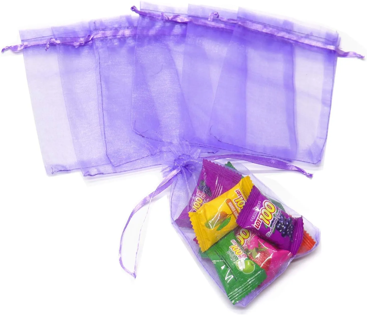 50pcs Organza Bags 8x12 inches Light Purple, Drawstring Jewelry Pouches Wedding Favors Gift Bag Christmas Candy Mesh Bags