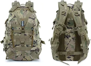 54L Military Tactical Backpack, Waterproof Hiking Rucksack, 3-Day Bug Out Bag, Camouflage Camping Pack