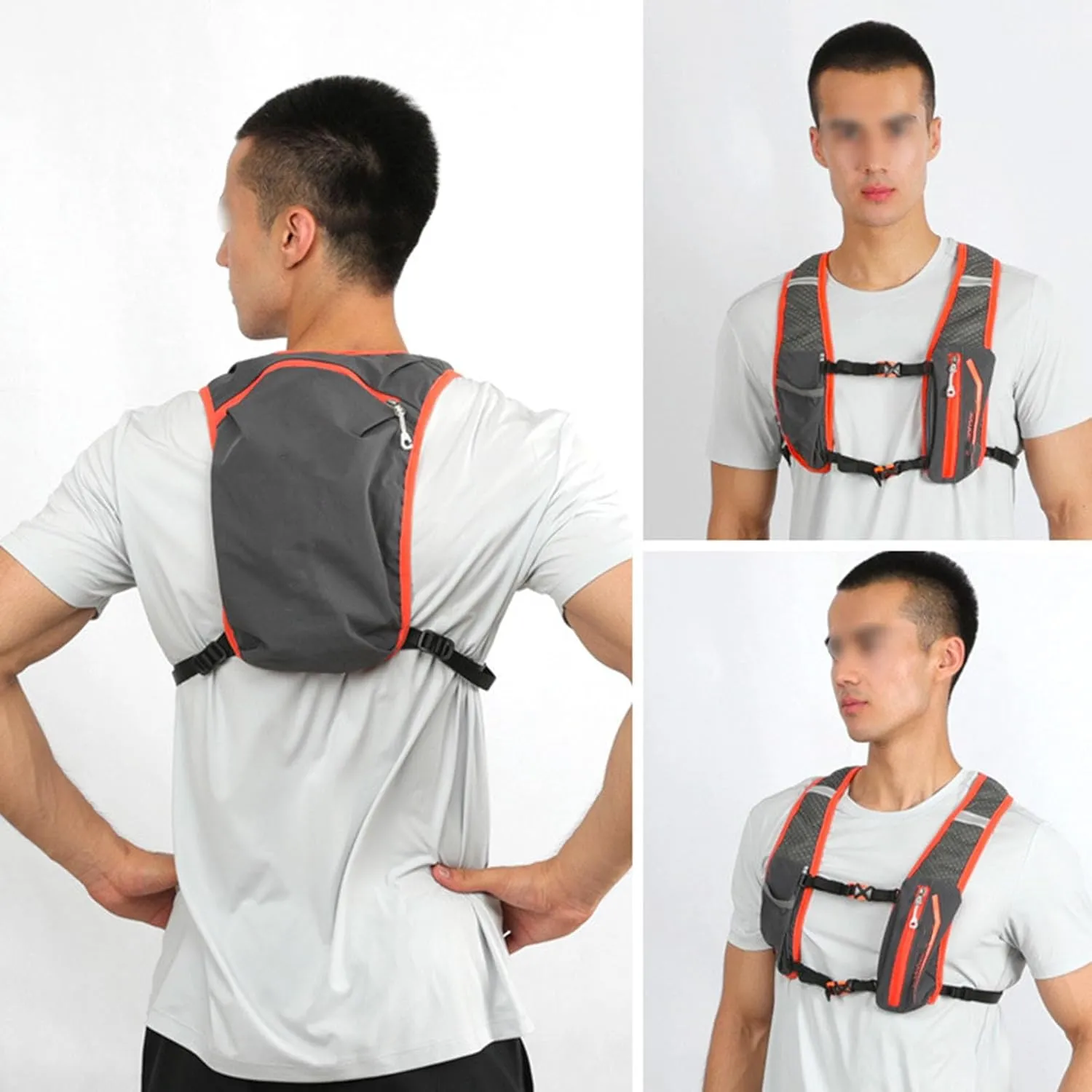 5L lightweight running backpack outdoor sports water bag backpack without water bag or water bottle,Dark gray orange,One Size