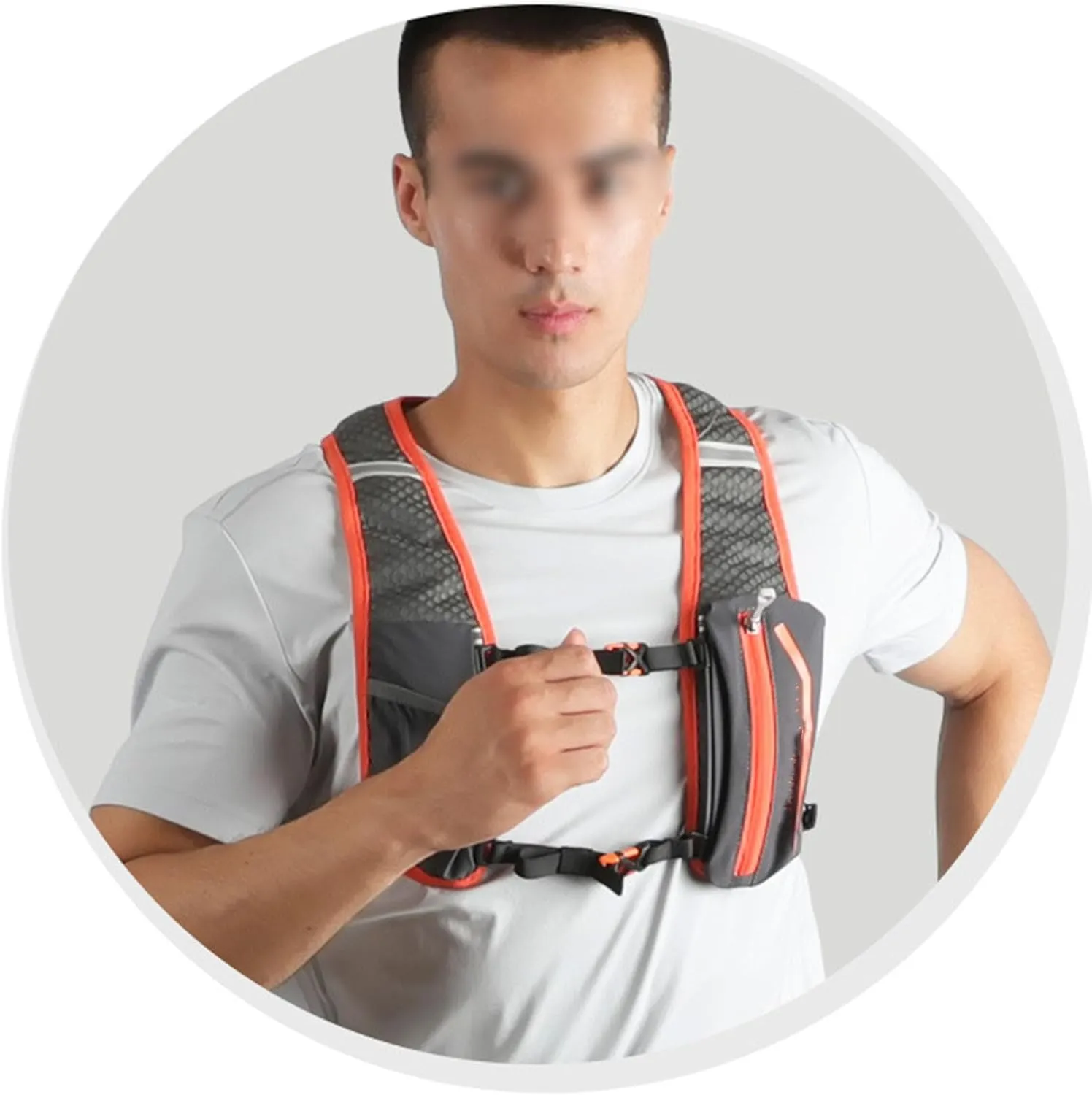 5L lightweight running backpack outdoor sports water bag backpack without water bag or water bottle,Dark gray orange,One Size
