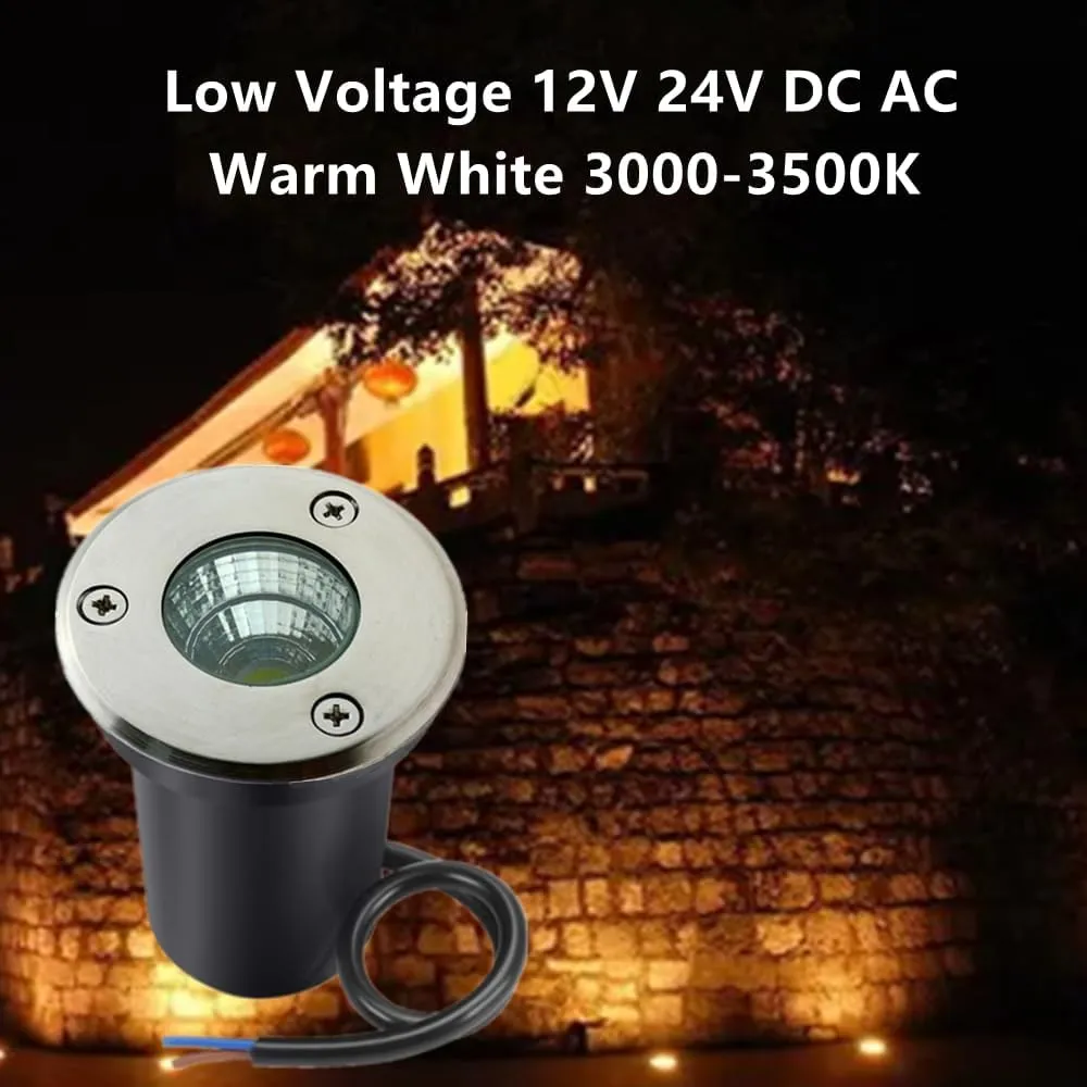 6 Pack 3W Warm White LED Well In Ground Landscape Lights IP67 Waterproof for Outdoor Lighting, Garden, Yard, Patio, Driveway, Deck, Step, Pathway, Low Voltage 12V 24V DC AC
