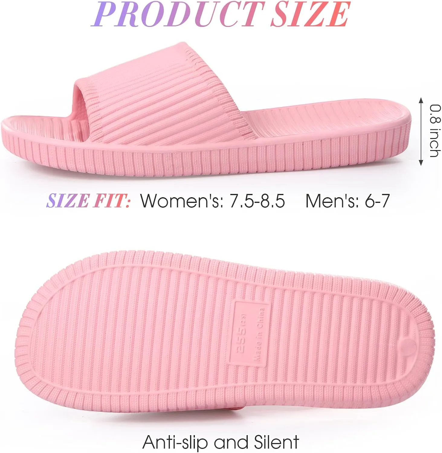 6 Pack Non Slip Shower Slides Lightweight Bath Slippers for Women & Men Pool Sandals for Home Hotel Gym Spa Pool