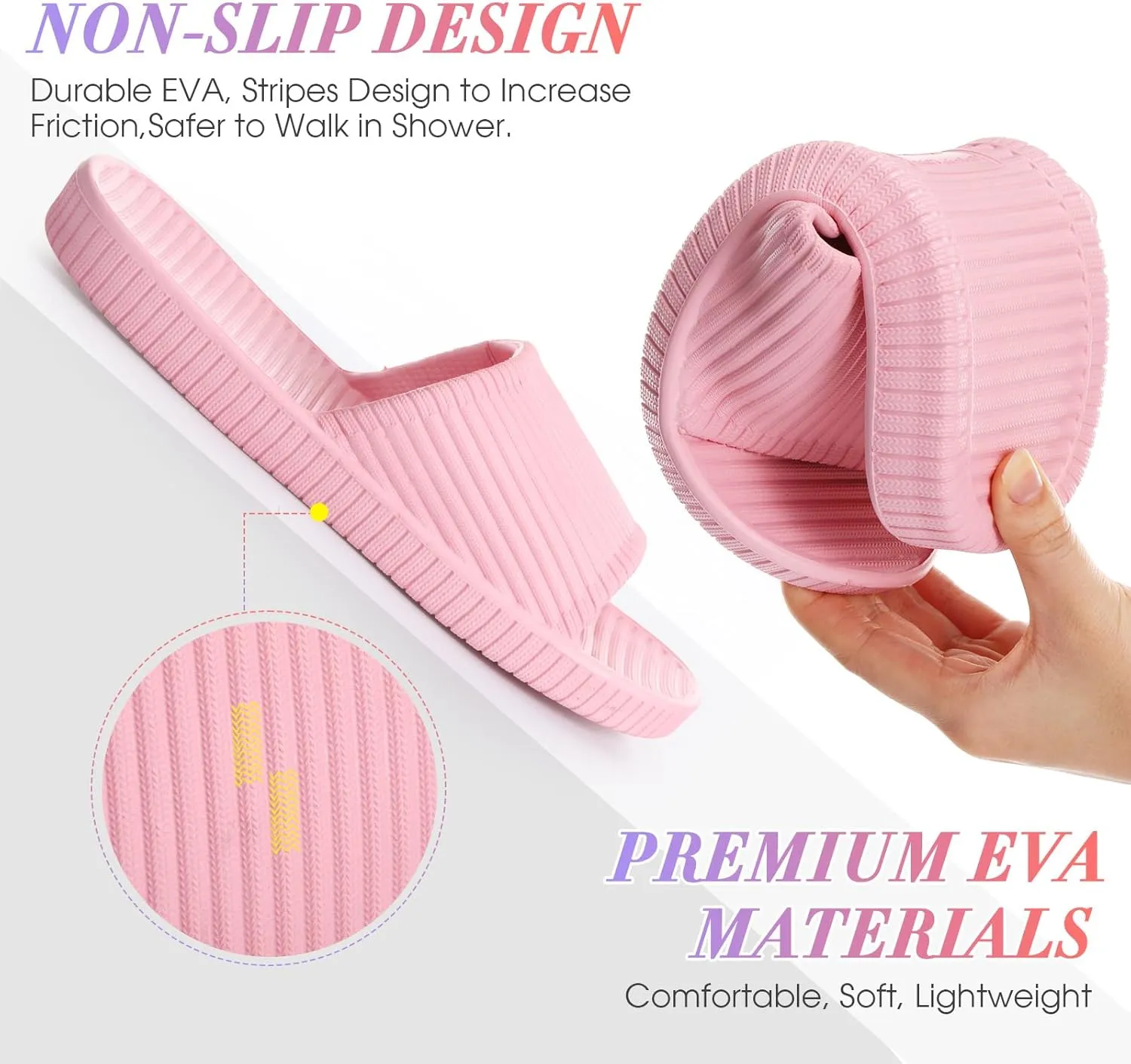 6 Pack Non Slip Shower Slides Lightweight Bath Slippers for Women & Men Pool Sandals for Home Hotel Gym Spa Pool