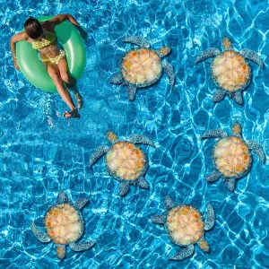 6 Pcs Pool Decals for Bottom of Pool Sea Turtle Stickers Swimming Tile Patch Vinyl PVC Summer Underwater Decals Decoration Waterproof Wall Sticker