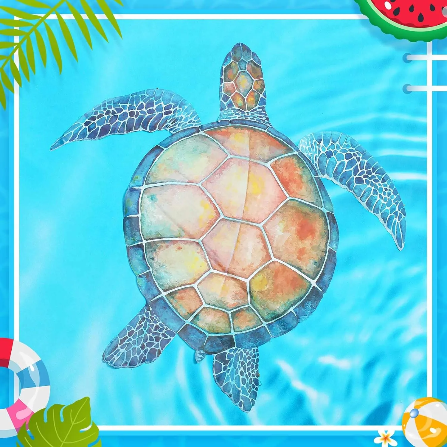 6 Pcs Pool Decals for Bottom of Pool Sea Turtle Stickers Swimming Tile Patch Vinyl PVC Summer Underwater Decals Decoration Waterproof Wall Sticker