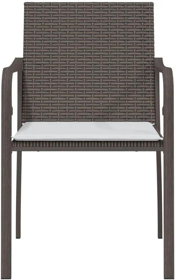 6-Piece Brown PE Rattan Patio Chairs Set with Cream Cushions, 22"x23.2"x33.1" Outdoor Furniture for Garden Terrace Poolside Lounge